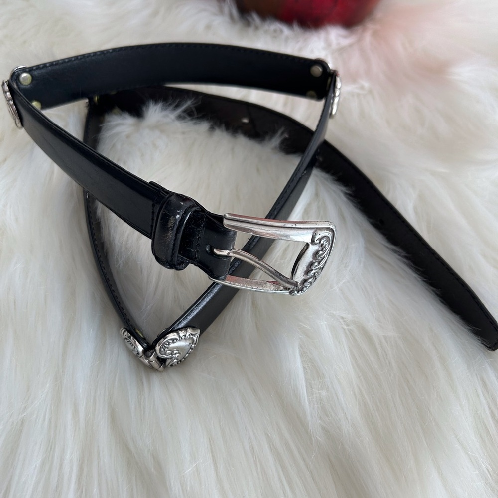 Fossil Elegant Black Leather Belt with Silver Accents size M